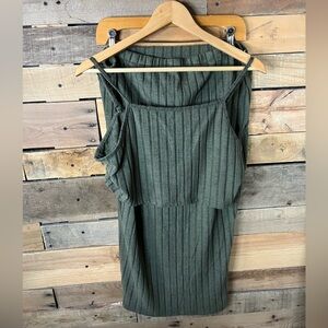 SHEIN MATERNITY Olive Green Ribbed Knit Crop & Maxi Skirt Set